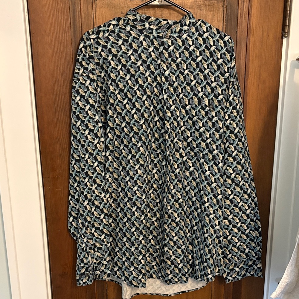 Geometric Patterned chiamare Long Sleeve silk shirt